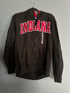 Campus Heritage Black Hoodie with Red Indiana Lettering